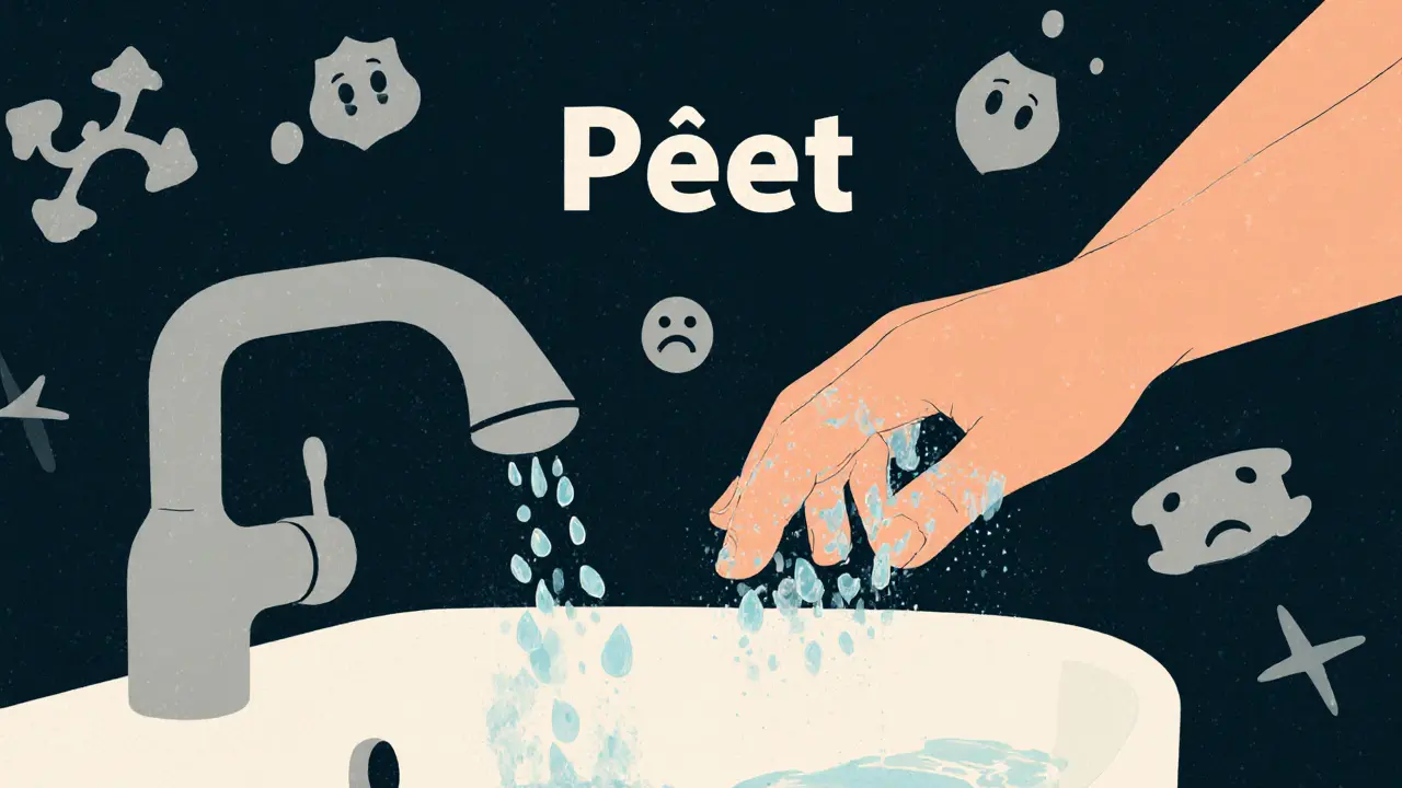 Osoba chladí ruce pod vodou, znázorňující techniku snášení stresu.