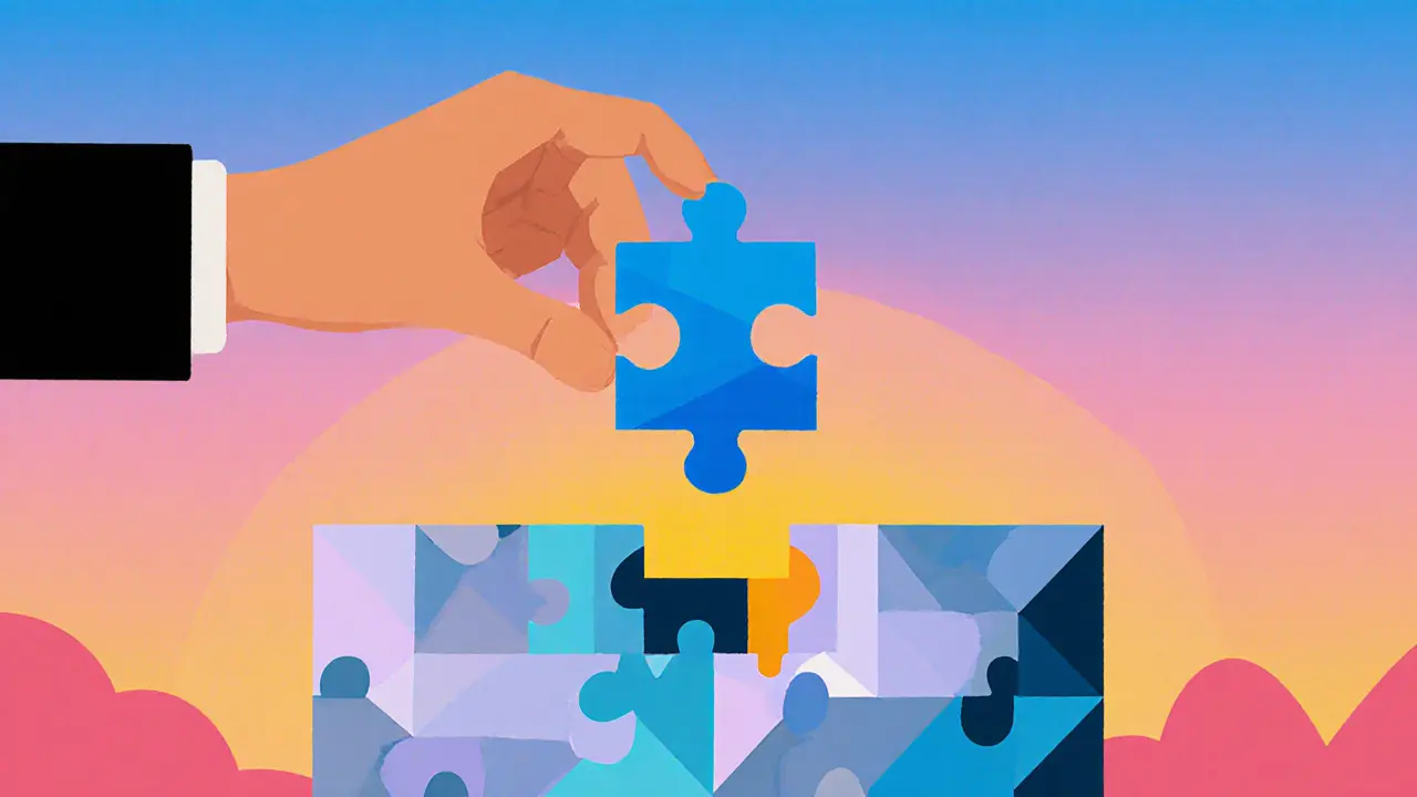 Unikátní puzzle kousek, který se dokonale vejde do mozaiky, symbolizující přijetí rozdílnosti.