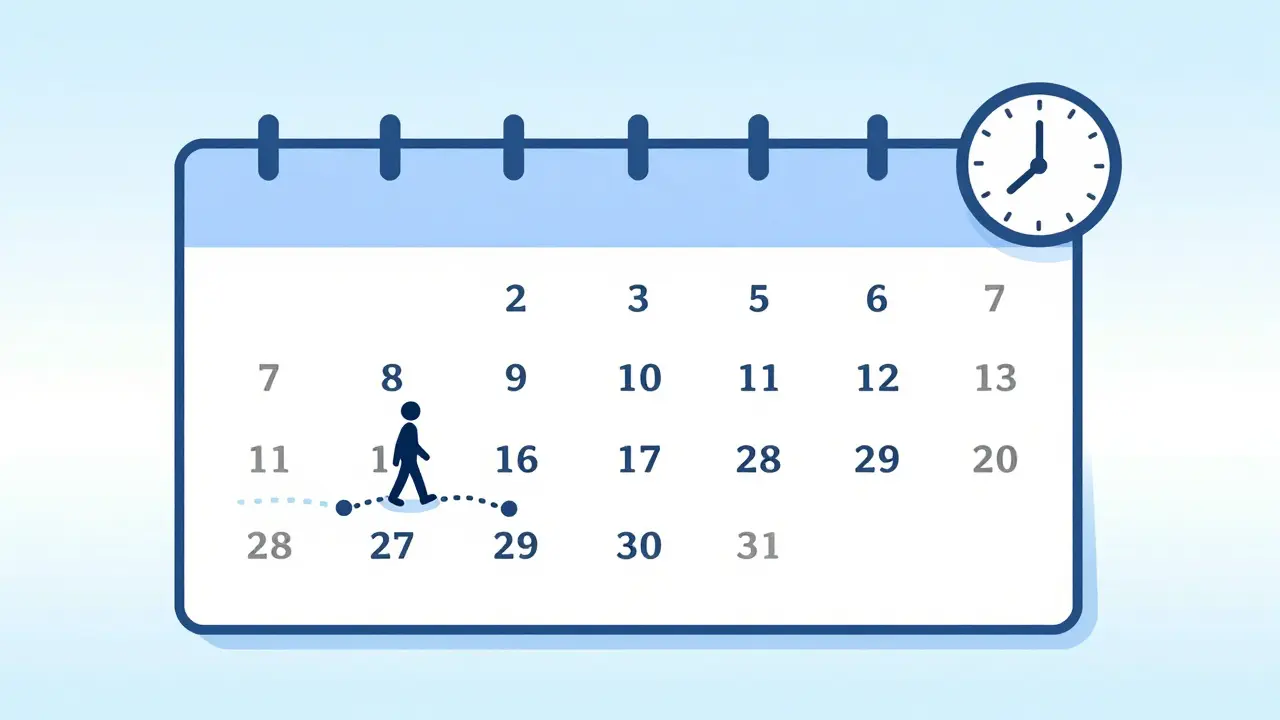 Minimální ilustrace kalendáře s 12 označenými sezeními psychoterapie týdně.