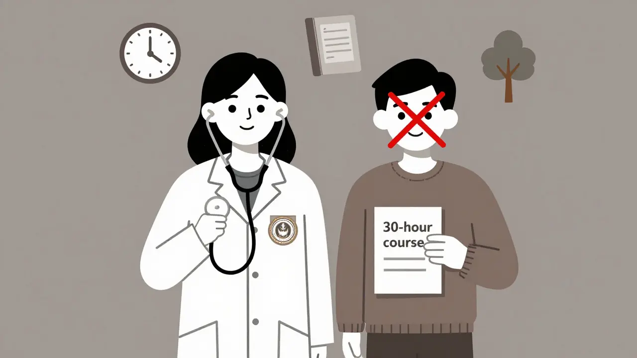 Porovnání kvalifikovaného terapeuta a nekvalifikovaného poradce.