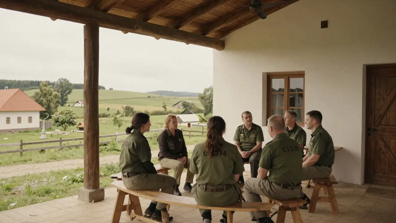 CISM tým v malé české vesnici podporuje obyvatele.