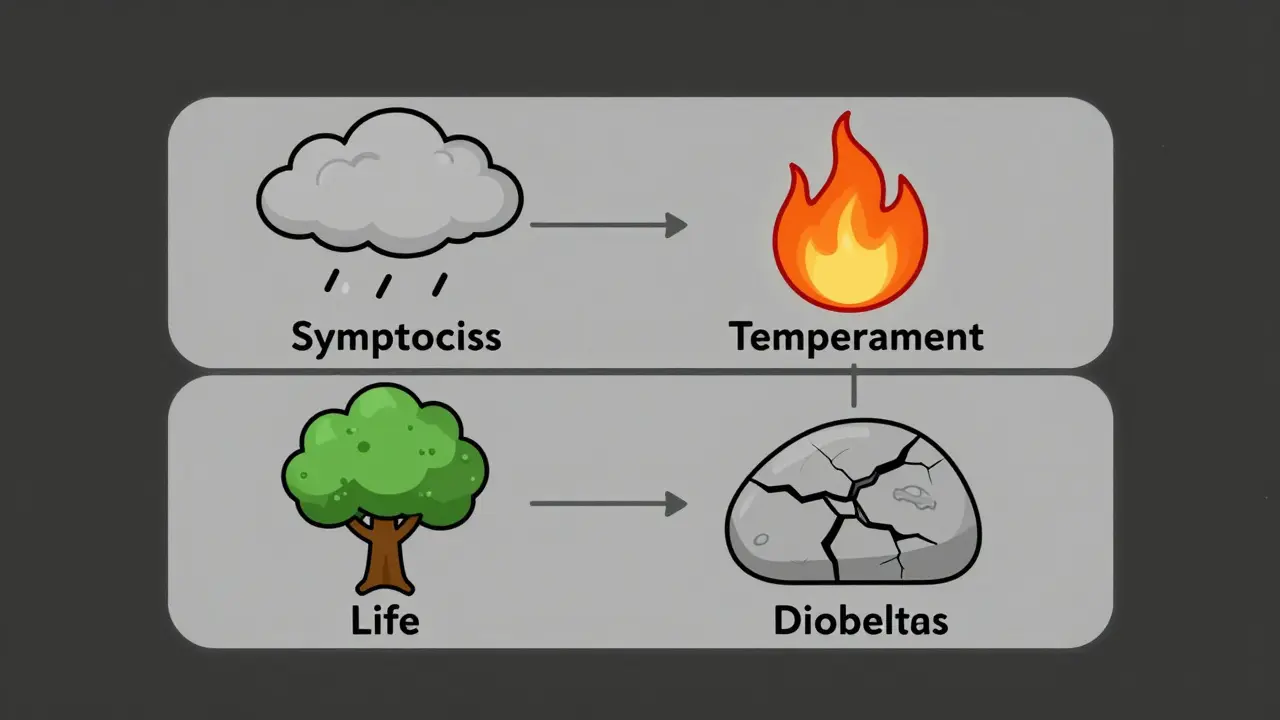 Čtyři vrstvy reprezentující úrovně léčby poruchy osobnosti.