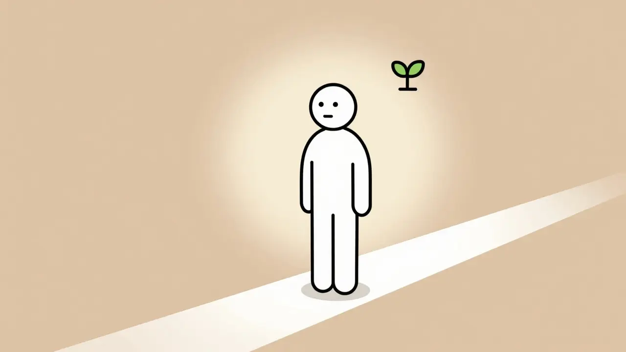 Symbolická ilustrace duševního zdraví a osobního růstu po terapii.