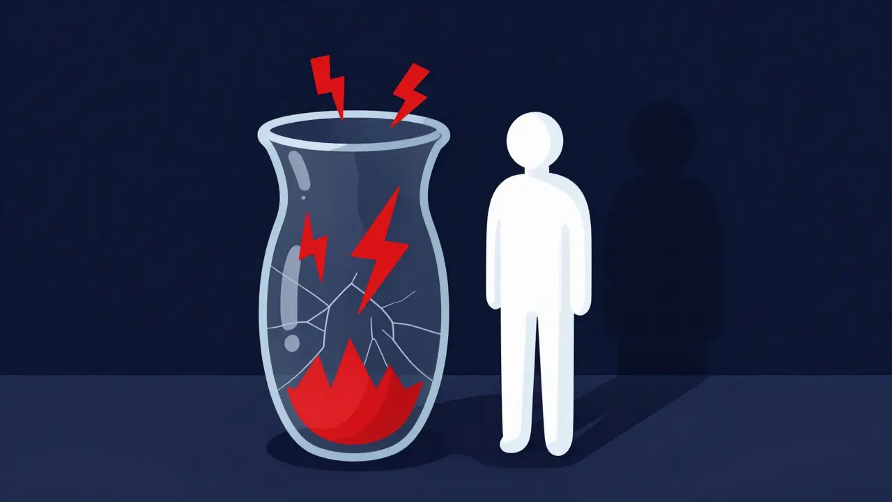 Konceptuální ilustrace znázornující fyzický dopad stresu na lidské tělo.