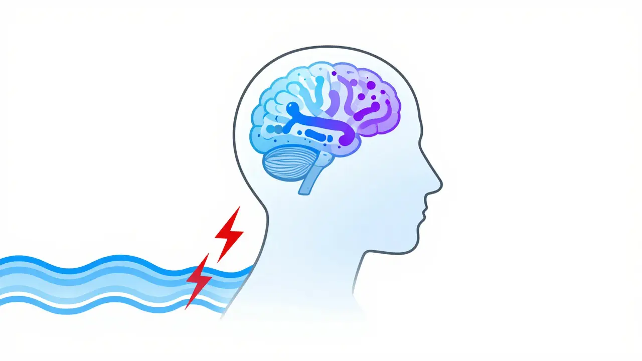 Stylizovaný mozek uvolňující neurotransmitery při vděčnosti
