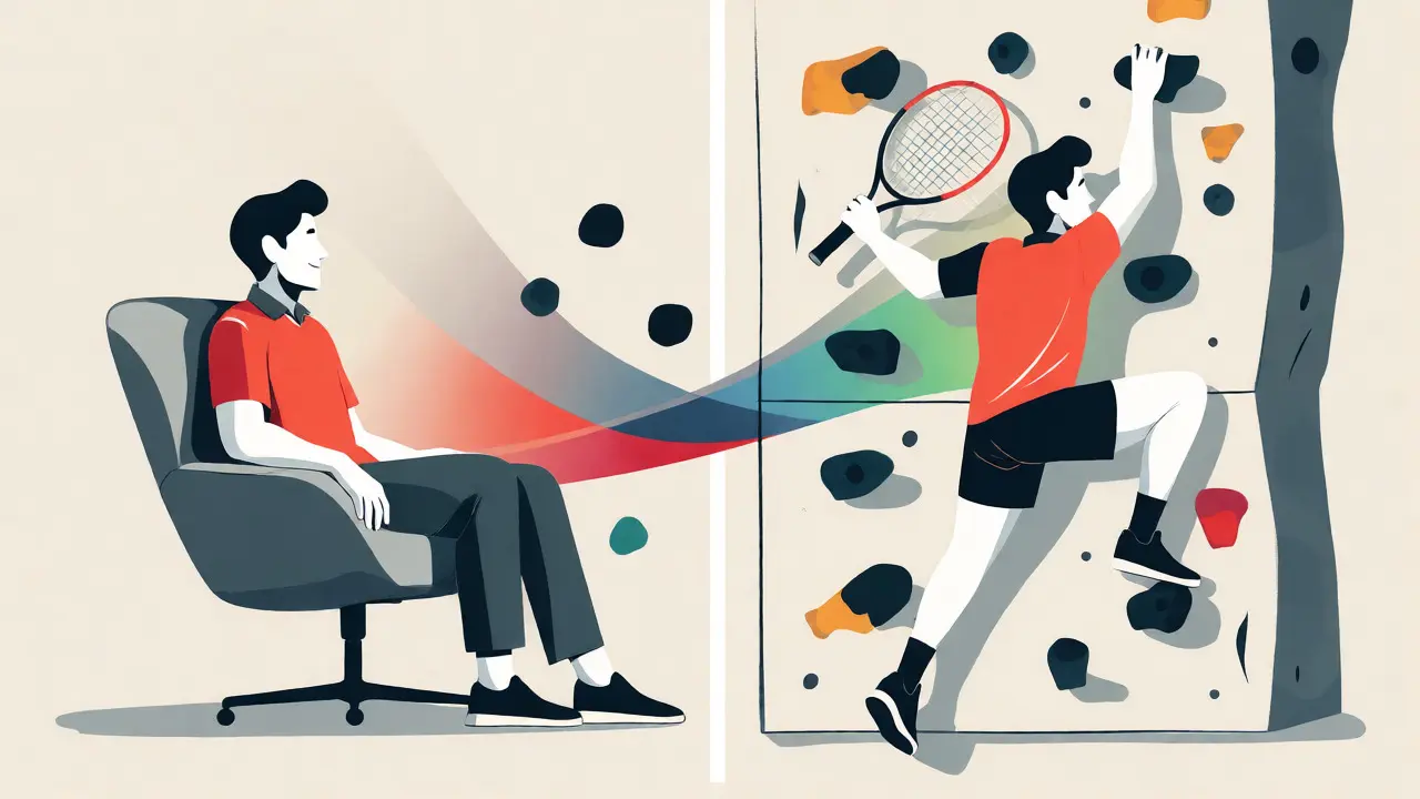 Ilustrace propojující terapii a sportovní aktivitu